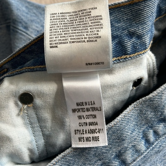 Agolde 90's‎ Mid Rise Loose Fit Distressed Straight Leg Jeans Denim Women’s 28 - Picture 11 of 11